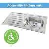 Hart Accessible 100mm Depth Kitchen Sink - Left Hand Drainer