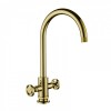 Henry Holt Twin Lever Kitchen Tap - Gold Brass