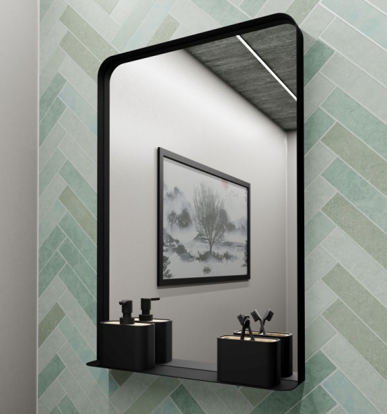 City Shelf Mirror - Black