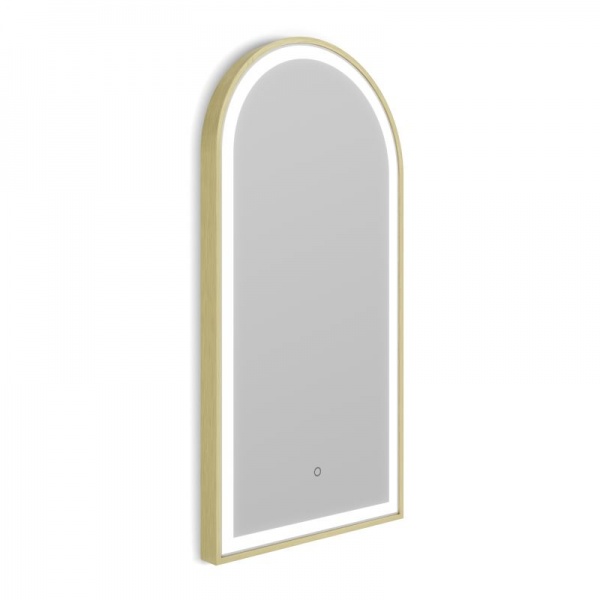 Lomax Light Brushed Brass Illuminated Arch Mirror  - 2 sizes