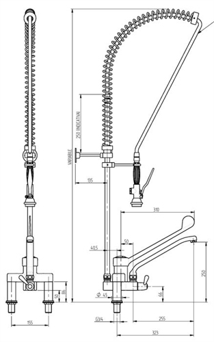 Medical Lever Pre Rinse Tap - Hospital/Commercial Kitchens - Lime ...