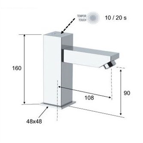 Tempor Touch Operated Electronic Tap - Square Design - Lime Kitchen ...