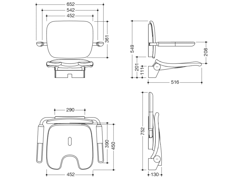 HEWI Premium Hinged Shower Seat Signal White Lime Kitchen & Bathroom
